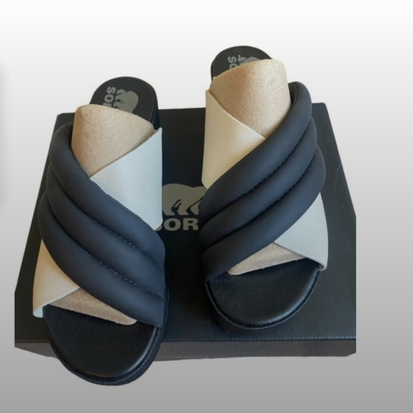 Sorel Black and Cream Sandals with Modern Design - Picture 1 of 9